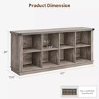 Étagère de rangement à 8 cubes, bibliothèque horizontale de style ferme, bibliothèque de rangement en bois de 157 cm pour entrée, étagères basses et longues pour salon