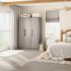 Timechee 47.2 Armoire de rangement pour vêtements avec poignées en bois massif Blanc
