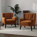 Lot de 2 fauteuils d'appoint en velours pour salon
