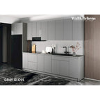 Cuisine Collection Intemporelle Gris et Blanc Brillant Taille du Meuble Bas 13 pieds de large - 157x24