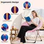 Fauteuil soucoupe, fauteuil moelleux en fausse fourrure, fauteuil lune avec structure métallique pliable, siège d'appoint floral