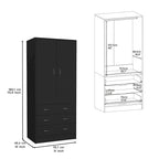 Grande Armoire Moderne à Deux Portes avec 3 Tiroirs et 1 Tringle pour Chambre à Coucher