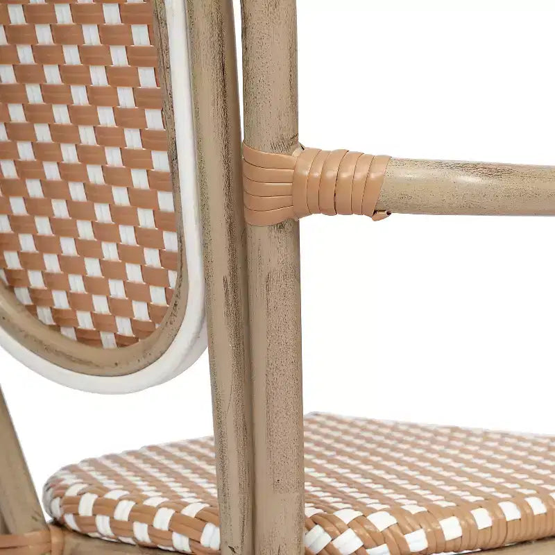 Lot de 4 chaises bistrot Lourdes Thonet empilables avec accoudoirs, en rotin PE et cadre en aluminium, pour l'intérieur et l'extérieur, de la marque Flash Furniture