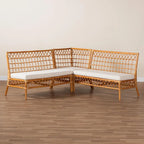Banquette d'angle Capella Modern Bohemian Honey Rattan 3 pièces pour coin repas