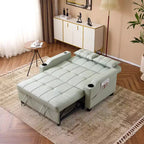 Canapé-lit convertible inclinable en cuir rembourré « Cats Claw » avec coussins pour petits espaces