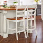 Ensemble îlot de cuisine 3 pièces Homestyles Monarch en bois blanc cassé avec plateau en bois à abattant - 48 x 25 x 36