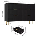 Commode 6 tiroirs COZONY avec design cannelé, Armoire de rangement moderne en bois, Grande commode pour chambre, salon, entrée