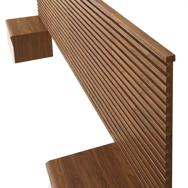 Rendu d'une tête de lit King murale et de tables de nuit modernes