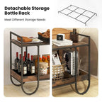Desserte roulante de cuisine avec porte-bouteilles amovible en métal – Marron – 61 x 43 x 74 cm (L x l x H)
