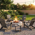 Ensemble de 4 chaises Adirondack pliantes avec 2 tables d'appoint, chaises d'extérieur modernes en HDPE pour patio, terrasse, balcon, jardin