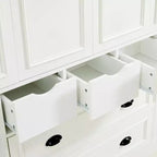 Armoire de cuisine autoportante haute Whisen 71, grand buffet de rangement pour salle à manger avec 4 portes pliantes, étagères et casiers à vin