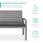 Banc de jardin en osier d'extérieur 2 places Best Choice Products avec coussin, capacité de 317 kg