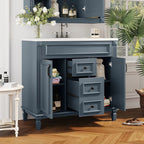 Meuble-lavabo moderne de 36 po avec vasque et armoire à miroir, 2 portes et 2 tiroirs
