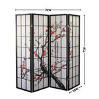 Séparateur de pièce Roundhill Furniture à 4 panneaux japonais, motif fleur de prunier