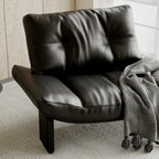 Fauteuil d'appoint contemporain en chenille noire capitonnée sans accoudoirs
