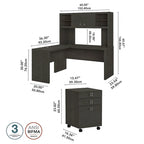 Bureau d'angle Echo avec huche et tiroirs