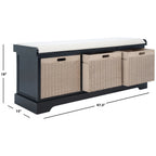 Banc de rangement SAFAVIEH Fiorello avec coussin et 3 tiroirs - 47,3 L x 15 P x 19 H - 47 L x 15 P x 19 H