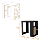 FM MOBILIER Îlot de cuisine Arial en mélaminé, noir/chêne naturel