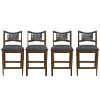 Tabourets de comptoir rembourrés modernes en bois d'hévéa Natalie Christopher Knight Home avec dossier en corde tressée (lot de 4)
