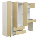 Armoire-penderie 3-en-1 avec coiffeuse, ensemble de bureau, armoire de chambre avec 2 tiroirs, armoire-penderie à 3 portes avec espace de rangement