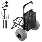Chariot de plage VEVOR avec grandes roues pour le sable, plateau de chargement de 45,7 x 38,1 cm, chariot de plage pliable avec roues ballon de 30,5 cm, capacité de charge de 75 kg, noir