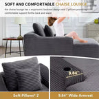 Chaise longue de 170 cm, canapé-lit d'intérieur avec 2 coussins, canapé monoplace sans structure pour salon, aucun assemblage requis