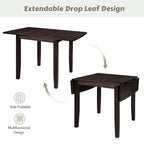 Ensemble de salle à manger 3 pièces avec table à rabats en bois et 2 chaises à dossier en X pour petits espaces