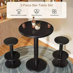 Ensemble table de bar ronde Lantine de 99,06 cm de haut, table de bistrot moderne noire avec 2 tabourets de bar pour cuisine, salon, appartement
