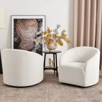 Fauteuil tonneau pivotant tapissé en tissu bouclé KINWELL 32 W (ensemble de 2)