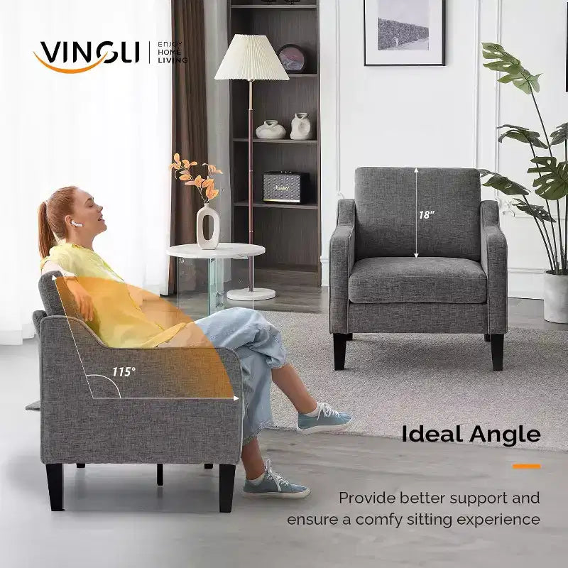Fauteuil d'appoint pour salon, fauteuil de lecture, fauteuil de style scandinave