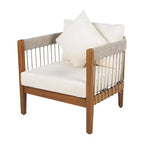 Christopher Knight Home Fauteuil club de patio Clifton en acacia rustique et corde, rembourré avec dossier incurvé