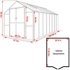 Serre de jardin aluminium VEIKOUS avec évent de toit réglable et porte verrouillable Grise