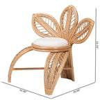 Chaise d'appoint en rotin naturel Gresham bali & pari, Blanc/Marron naturel : Fabriquée à la main, coussin en mousse, aucun assemblage requis