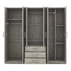 Armoire 6 portes en bois avec 3 grands tiroirs de rangement pour chambre à coucher
