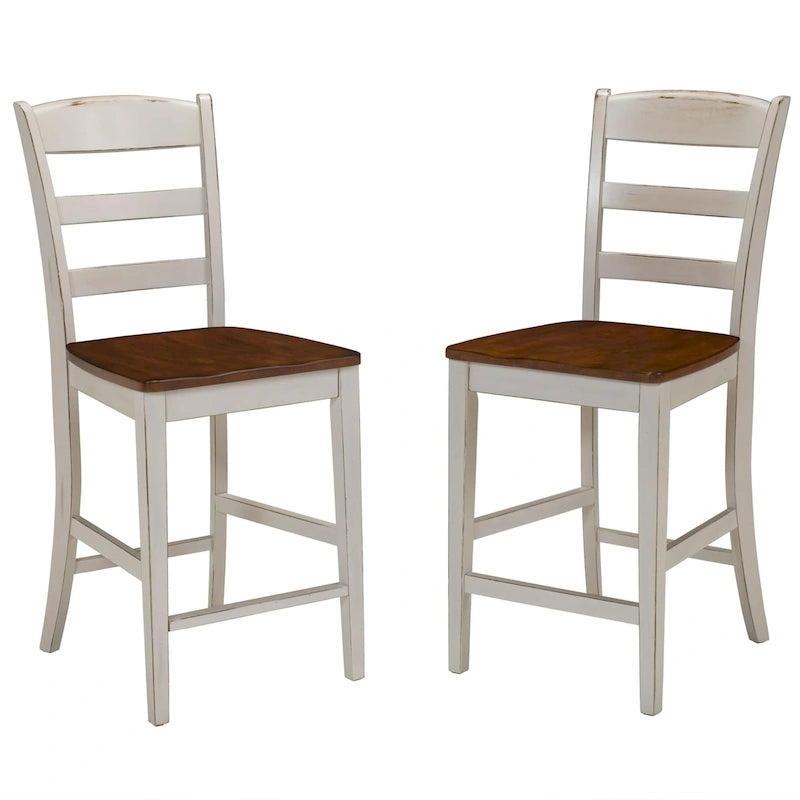 Ensemble îlot de cuisine 3 pièces Homestyles Monarch en bois blanc cassé avec plateau en bois à abattant - 48 x 25 x 36