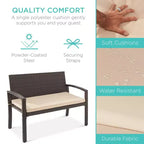 Banc de jardin en osier d'extérieur 2 places Best Choice Products avec coussin, capacité de 317 kg