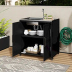 Évier de cuisine d'extérieur mobile, station évier de cuisine modulaire de patio avec armoire