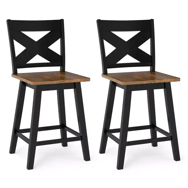 Lot de 4 tabourets de bar pivotants Costway 24" avec dossier, large assise et repose-pieds pour îlot de cuisine