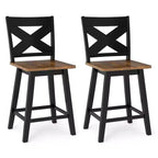 Lot de 4 tabourets de bar pivotants Costway 24" avec dossier, large assise et repose-pieds pour îlot de cuisine