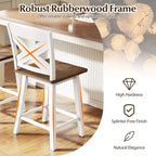 Lot de 4 tabourets de bar pivotants Costway 24" avec dossier, large assise et repose-pieds pour îlot de cuisine