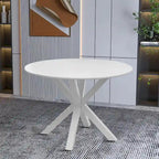 Table de salle à manger ronde minimaliste moderne avec plateau en MDF et pieds en métal