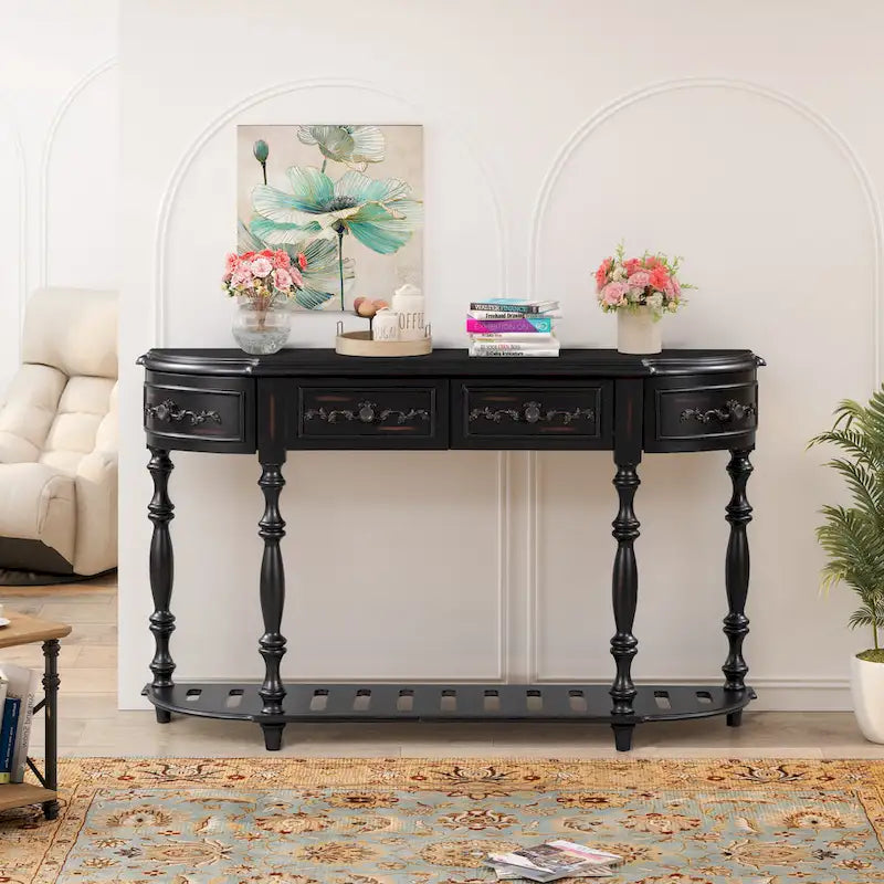 Console moderne avec 4 tiroirs et 1 étagère