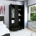 Armoire 3 portes FM Furniture Eureka avec 2 tiroirs, étagères intérieures et tringle