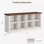 Étagère de rangement à 8 cubes, bibliothèque horizontale de style ferme, bibliothèque de rangement en bois de 157 cm pour entrée, étagères basses et longues pour salon