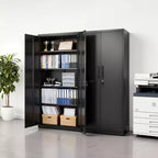 Armoire de Rangement Métallique VEVOR, Meuble de Rangement Verrouillable en Acier de 175 cm avec 4 Étagères Réglables, 2 Portes Magnétiques, 2 Clés, 5 Niveaux de Rangement pour Outils, Noir