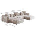 Canapé d’angle modulable 141,73, canapé en velours côtelé en U avec poufs