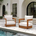 Lot de 2 fauteuils de jardin de luxe en bois d'acacia avec design incurvé, coussins résistants à l'eau