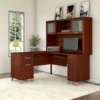 Bureau d'angle en L 60" Bush Furniture Somerset avec huche de rangement