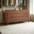 Commode double traditionnelle en bois de chêne naturel pour chambre à coucher