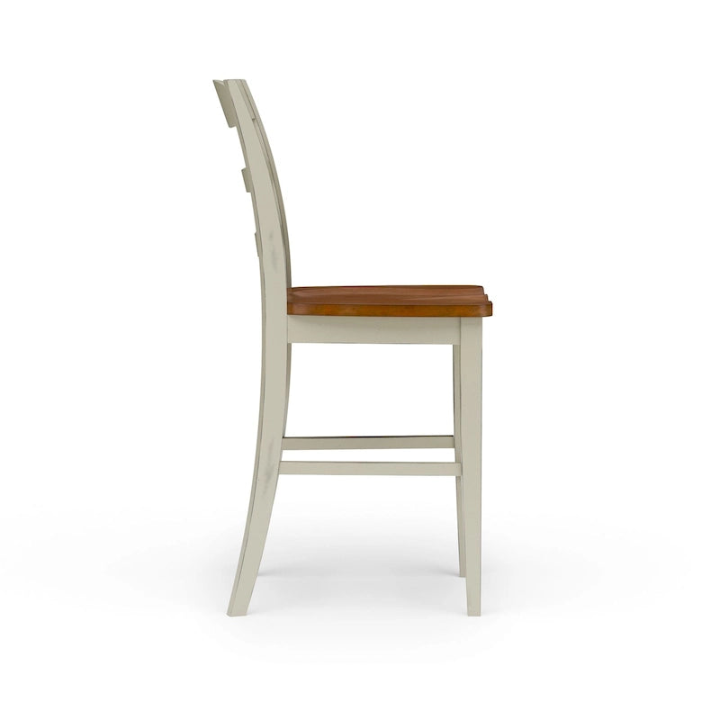 Ensemble îlot de cuisine 3 pièces Homestyles Monarch en bois blanc cassé avec plateau en bois à abattant - 48 x 25 x 36